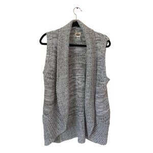 Mudd Women's Gray Size XL Sweater Open Neck Vest Cozy Cardigan